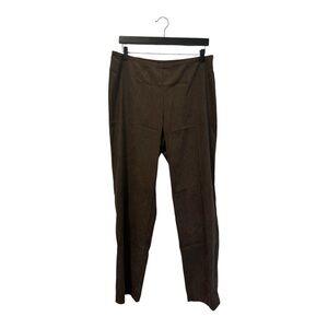 J. Jill Women's Stretch Soft Faux Suede Side Zip Pants Brown SZ Large